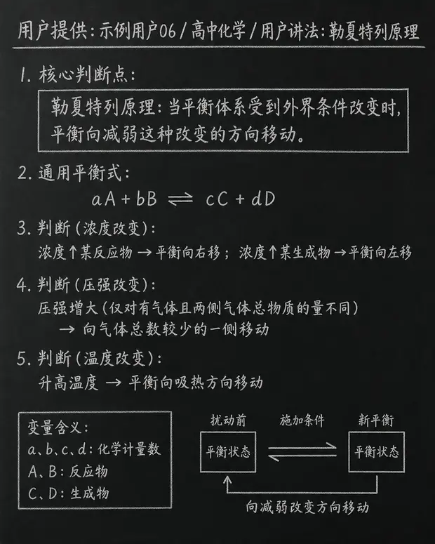 高中化学公式合集 12 - [用户提供：示例用户06] 高中化学公式 26：用户讲法：勒夏特列原理