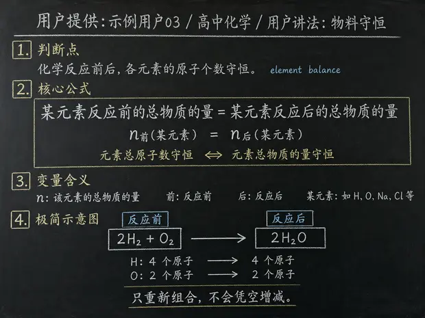 高中化学公式合集 12 - [用户提供：示例用户03] 高中化学公式 23：用户讲法：物料守恒