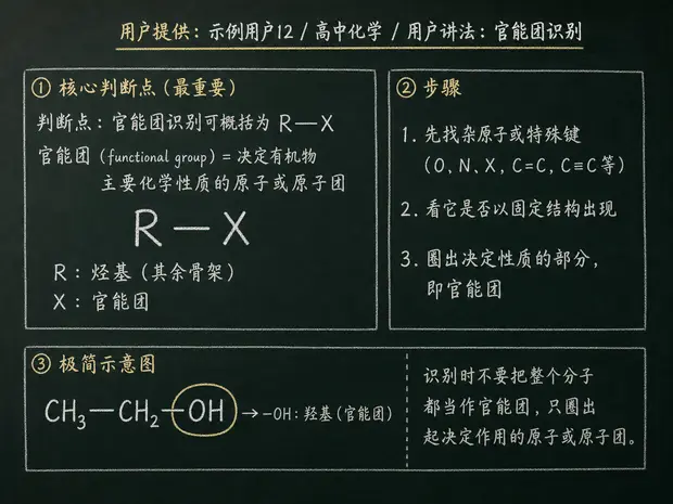 高中化学公式合集 12 - [用户提供：示例用户12] 高中化学公式 32：用户讲法：官能团识别
