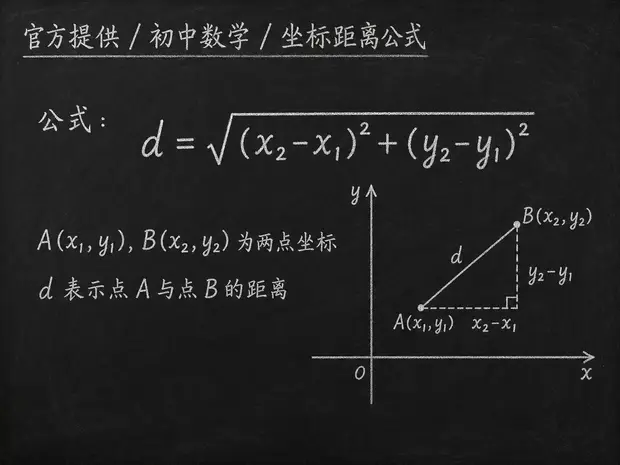 初中数学公式合集 01 - [官方提供] 初中数学公式 20：坐标距离公式
