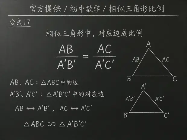 初中数学公式合集 01 - [官方提供] 初中数学公式 17：相似三角形比例