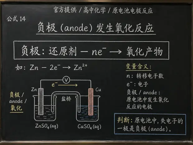 高中化学公式合集 11 - [官方提供] 高中化学公式 14：原电池电极反应