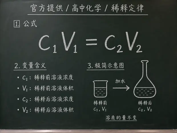 高中化学公式合集 11 - [官方提供] 高中化学公式 05：稀释定律