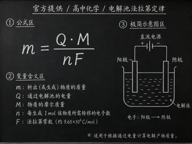 高中化学公式合集 11 - [官方提供] 高中化学公式 15：电解池法拉第定律