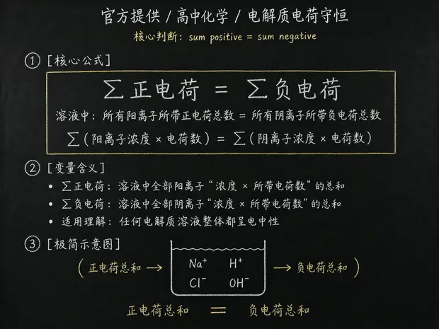 高中化学公式合集 11 - [官方提供] 高中化学公式 13：电解质电荷守恒