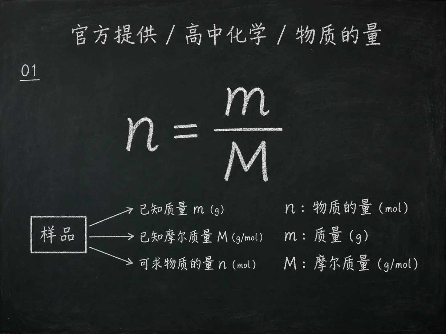 高中化学公式合集 11 - [官方提供] 高中化学公式 01：物质的量