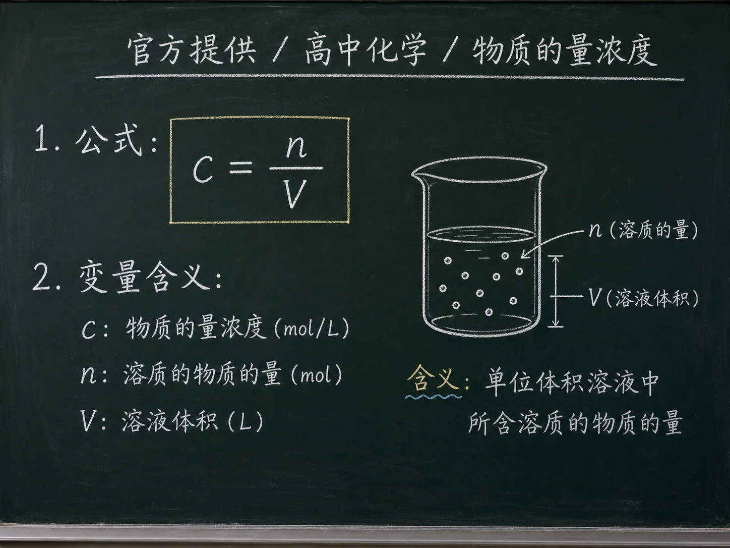 高中化学公式合集 11 - [官方提供] 高中化学公式 04：物质的量浓度