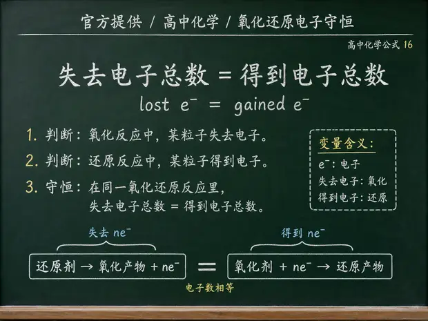 高中化学公式合集 11 - [官方提供] 高中化学公式 16：氧化还原电子守恒