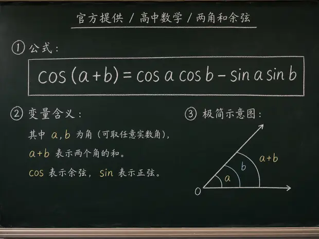 高中数学公式合集 07 - [官方提供] 高中数学公式 08：两角和余弦