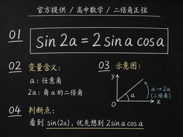 高中数学公式合集 07 - [官方提供] 高中数学公式 09：二倍角正弦