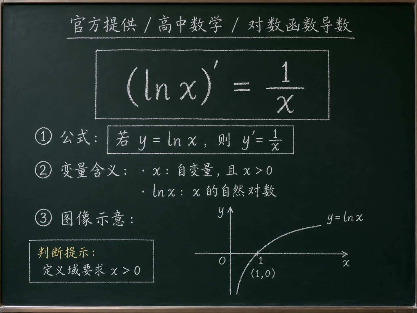 高中数学公式合集 07 - [官方提供] 高中数学公式 14：对数函数导数