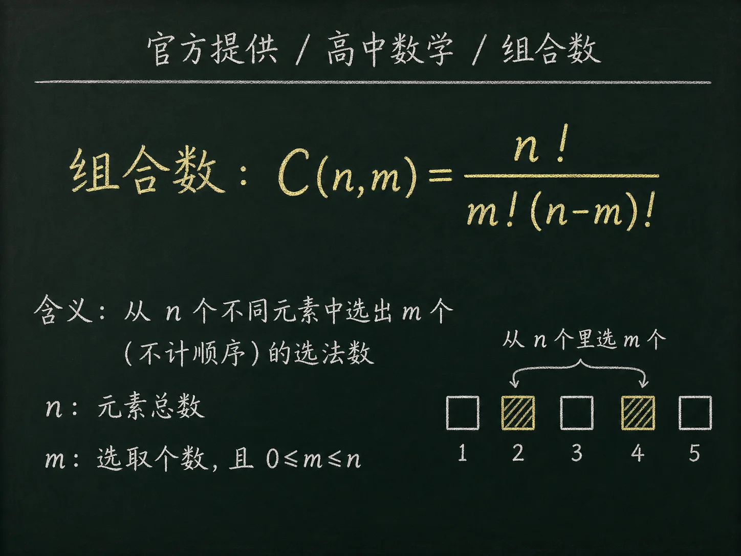 高中数学公式合集 07 - [官方提供] 高中数学公式 18：组合数