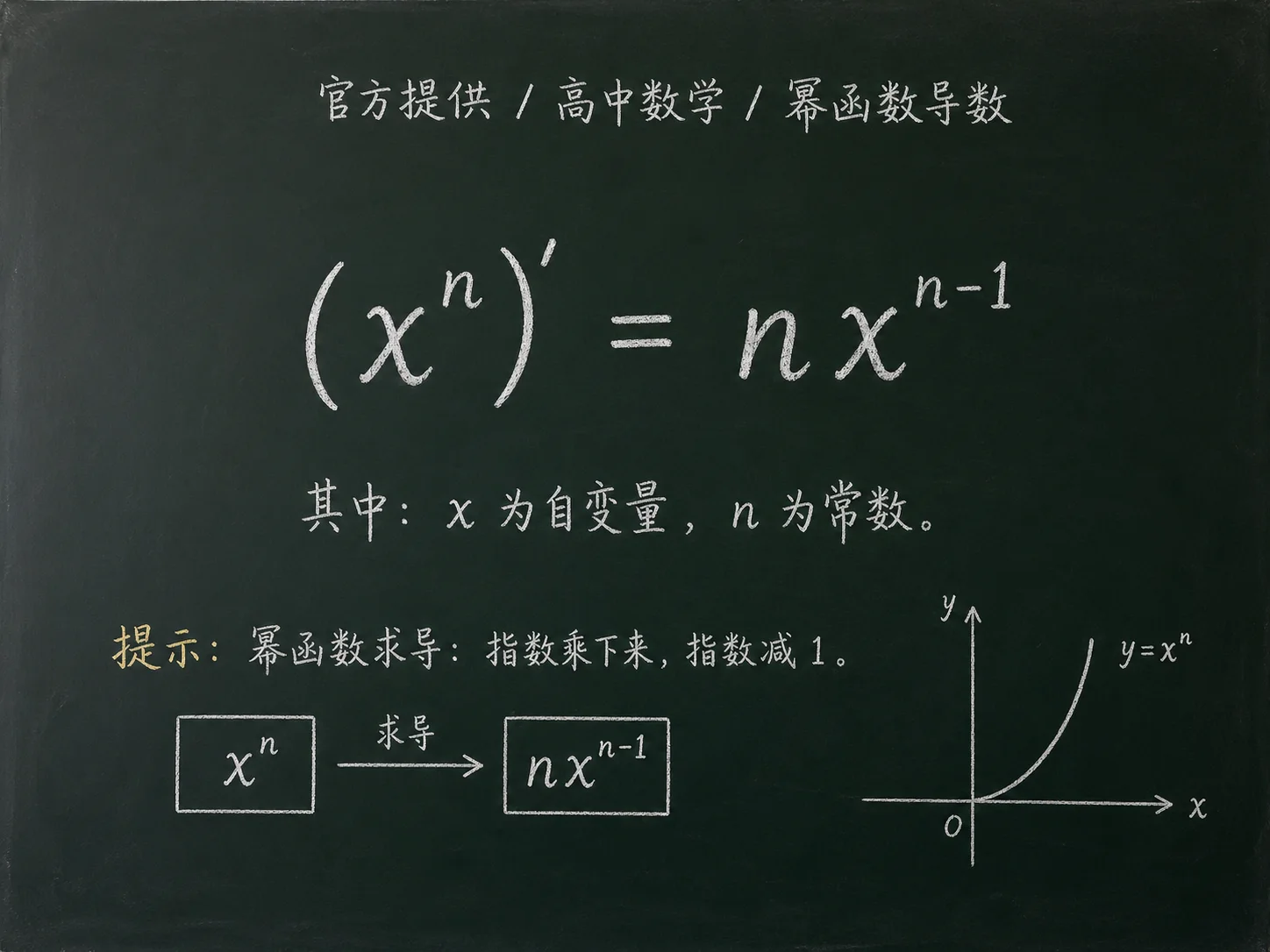 高中数学公式合集 07 - [官方提供] 高中数学公式 12：幂函数导数
