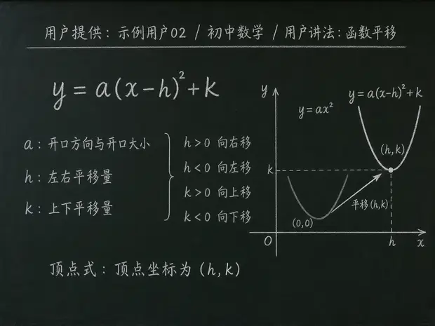 初中数学公式合集 02 - [用户提供：示例用户02] 初中数学公式 22：用户讲法：函数平移
