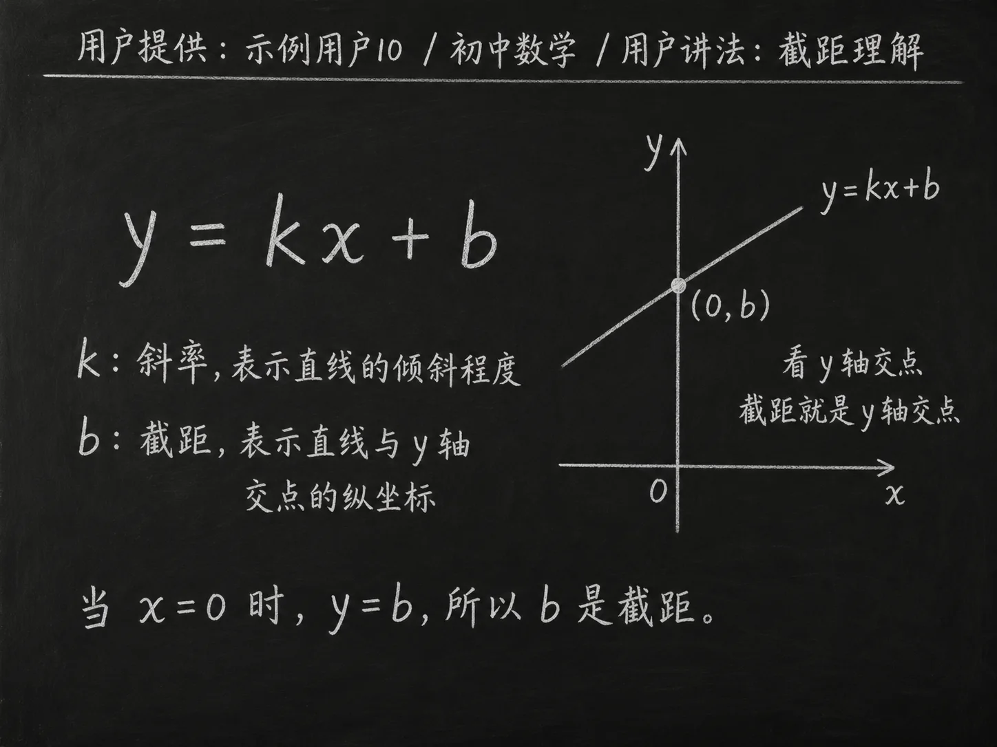 初中数学公式合集 02 - [用户提供：示例用户10] 初中数学公式 30：用户讲法：截距理解