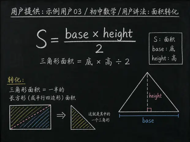 初中数学公式合集 02 - [用户提供：示例用户03] 初中数学公式 23：用户讲法：面积转化