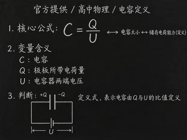 高中物理公式合集 09 - [官方提供] 高中物理公式 16：电容定义