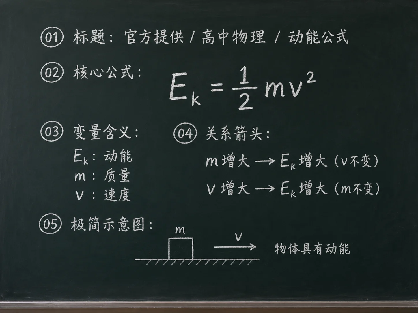 高中物理公式合集 09 - [官方提供] 高中物理公式 05：动能公式