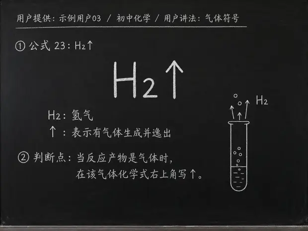 初中化学公式合集 06 - [用户提供：示例用户03] 初中化学公式 23：用户讲法：气体符号