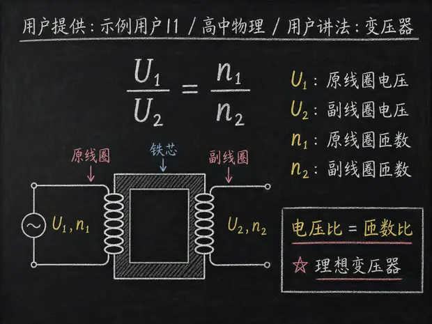 高中物理公式合集 10 - [用户提供：示例用户11] 高中物理公式 31：用户讲法：变压器