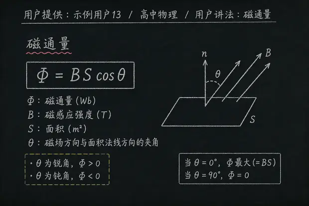 高中物理公式合集 10 - [用户提供：示例用户13] 高中物理公式 33：用户讲法：磁通量