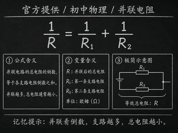 初中物理公式合集 03 - [官方提供] 初中物理公式 16：并联电阻