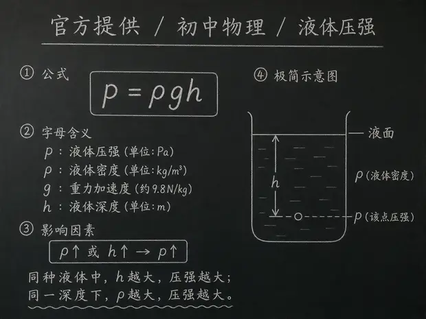 初中物理公式合集 03 - [官方提供] 初中物理公式 05：液体压强