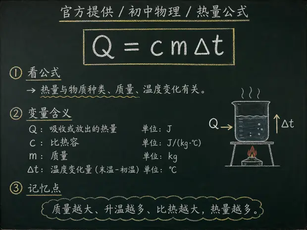 初中物理公式合集 03 - [官方提供] 初中物理公式 17：热量公式