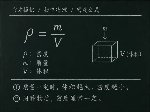 初中物理公式合集 03 - [官方提供] 初中物理公式 02：密度公式