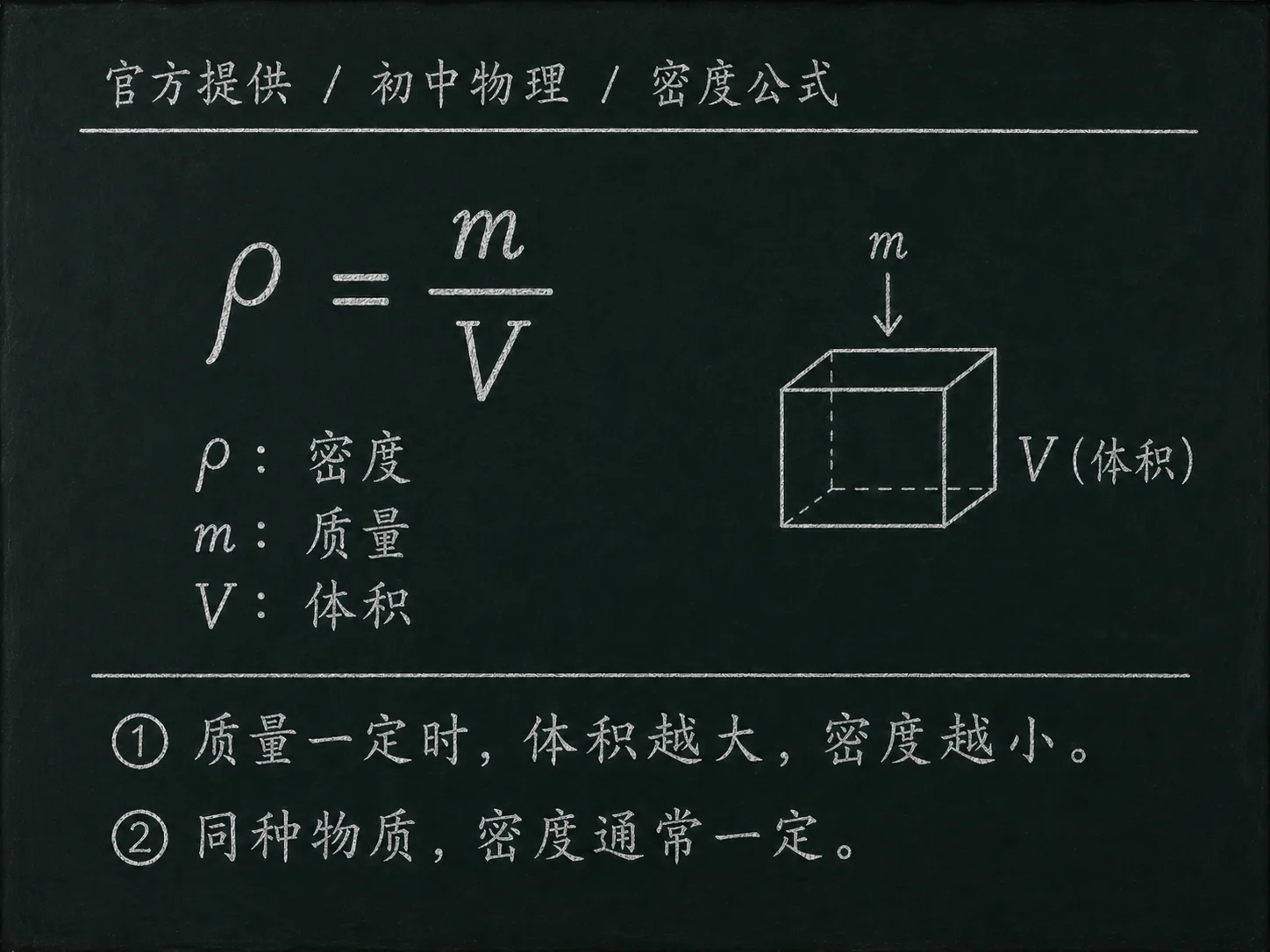 初中物理公式合集 03 - [官方提供] 初中物理公式 02：密度公式