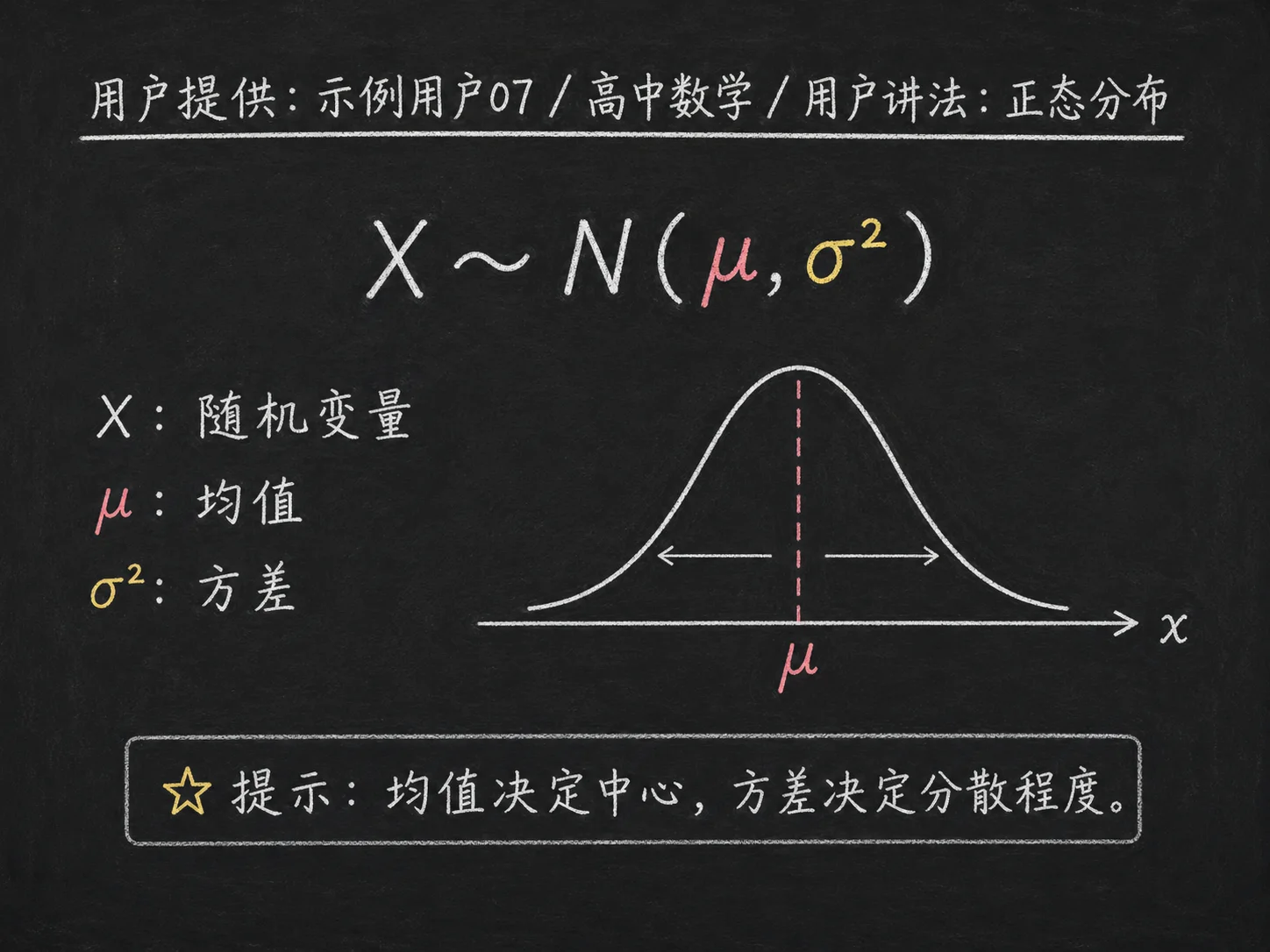 高中数学公式合集 08 - [用户提供：示例用户07] 高中数学公式 27：用户讲法：正态分布