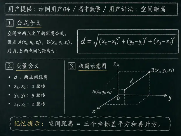 高中数学公式合集 08 - [用户提供：示例用户04] 高中数学公式 24：用户讲法：空间距离