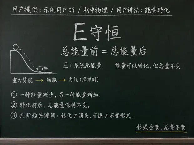 初中物理公式合集 04 - [用户提供：示例用户09] 初中物理公式 29：用户讲法：能量转化
