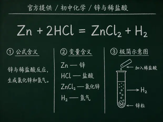初中化学公式合集 05 - [官方提供] 初中化学公式 16：锌与稀盐酸