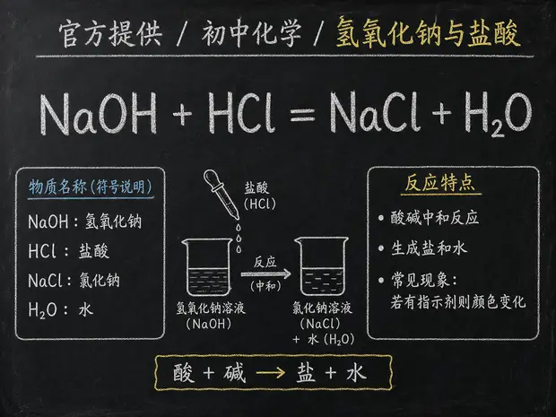 初中化学公式合集 05 - [官方提供] 初中化学公式 19：氢氧化钠与盐酸