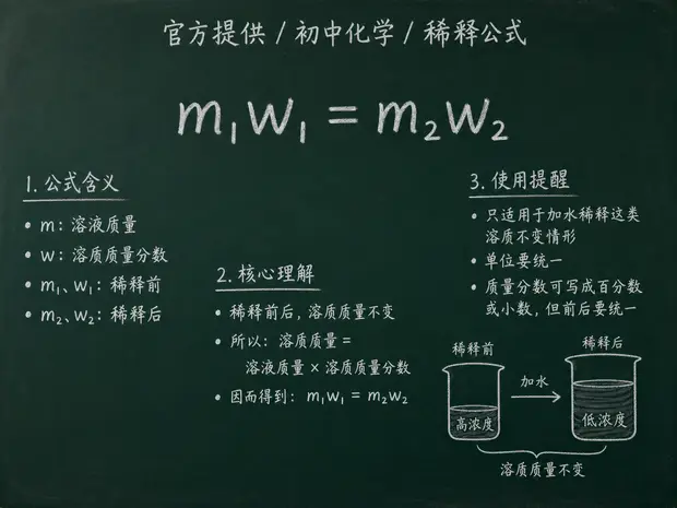 初中化学公式合集 05 - [官方提供] 初中化学公式 05：稀释公式